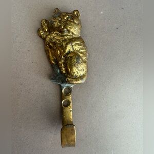 Vintage Brass Cat Wall Hook